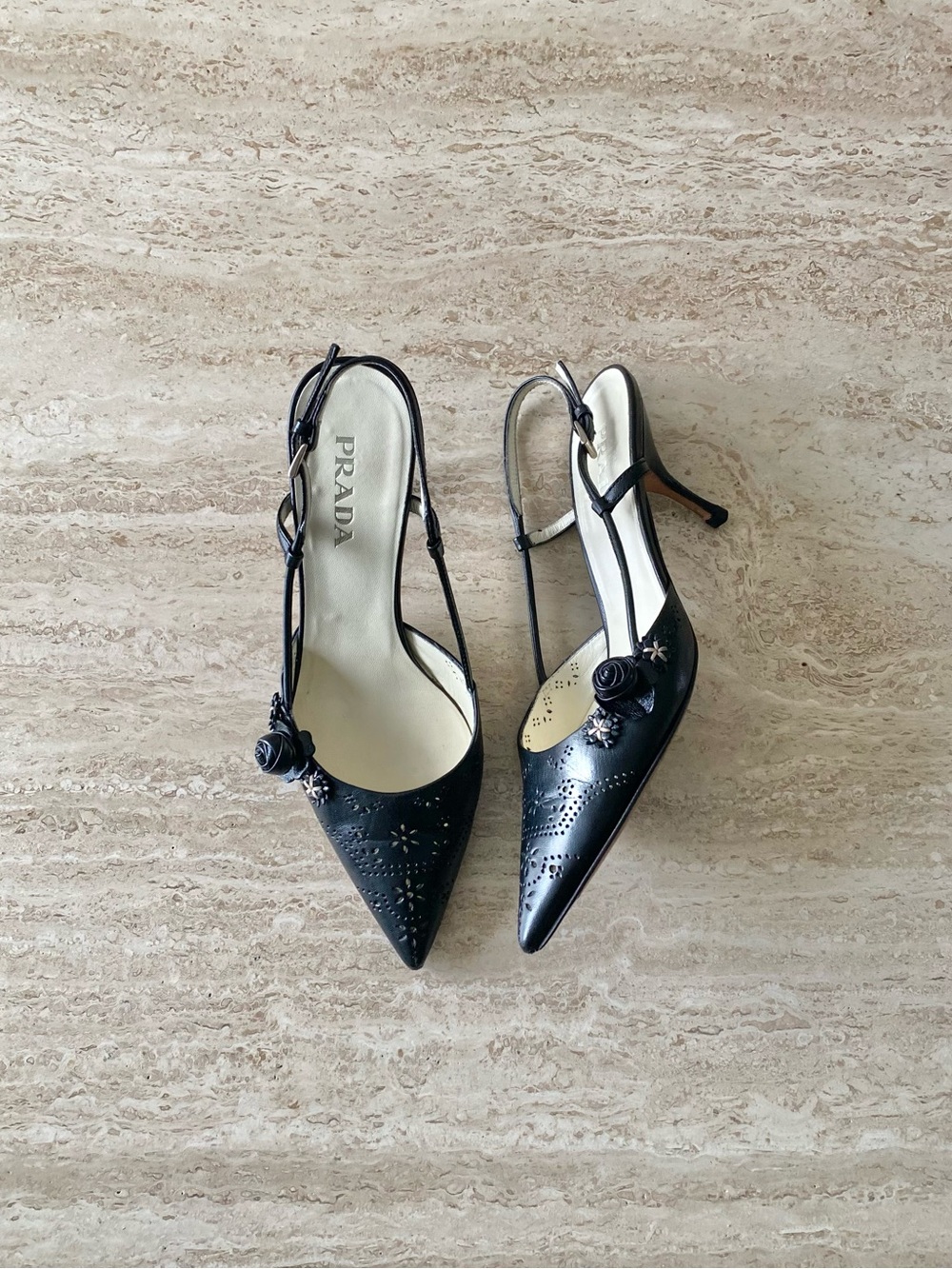 Vintage Prada Rosette Slingback Heels